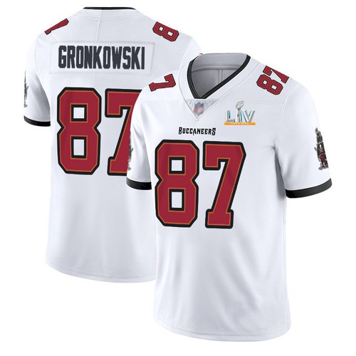 Men's Tampa Bay Buccaneers #87 Rob Gronkowski White NFL 2021 Super Bowl LV Limited Stitched Jersey Men's Tampa Bay Buccaneers #87 Rob Gronkowski White NFL 2021 Super Bowl LV Limited Stitched Jersey